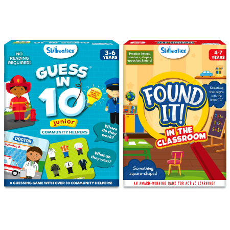 Skillmatics Kids Card Games, Guess in 10 Junior Community Helpers & Found It! in the Classroom Bundle, Gifts for Boys & Girls