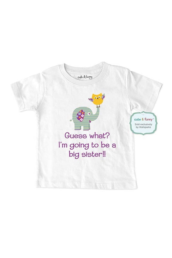 Guess what? I'm going to be a big sister!! elephant owl - cute & funny Baby birth pregnancy announcement Shirt