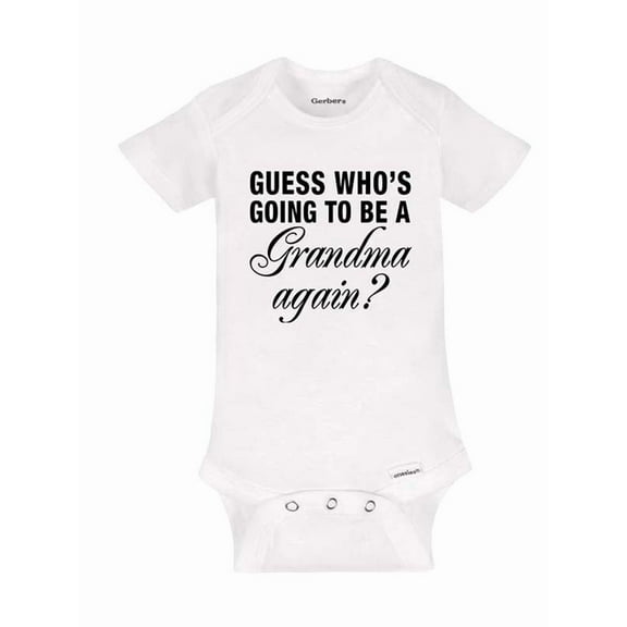 Guess who's going to be a Grandma again? surprise baby birth pregnancy announcement - White Newborn Bodysuit