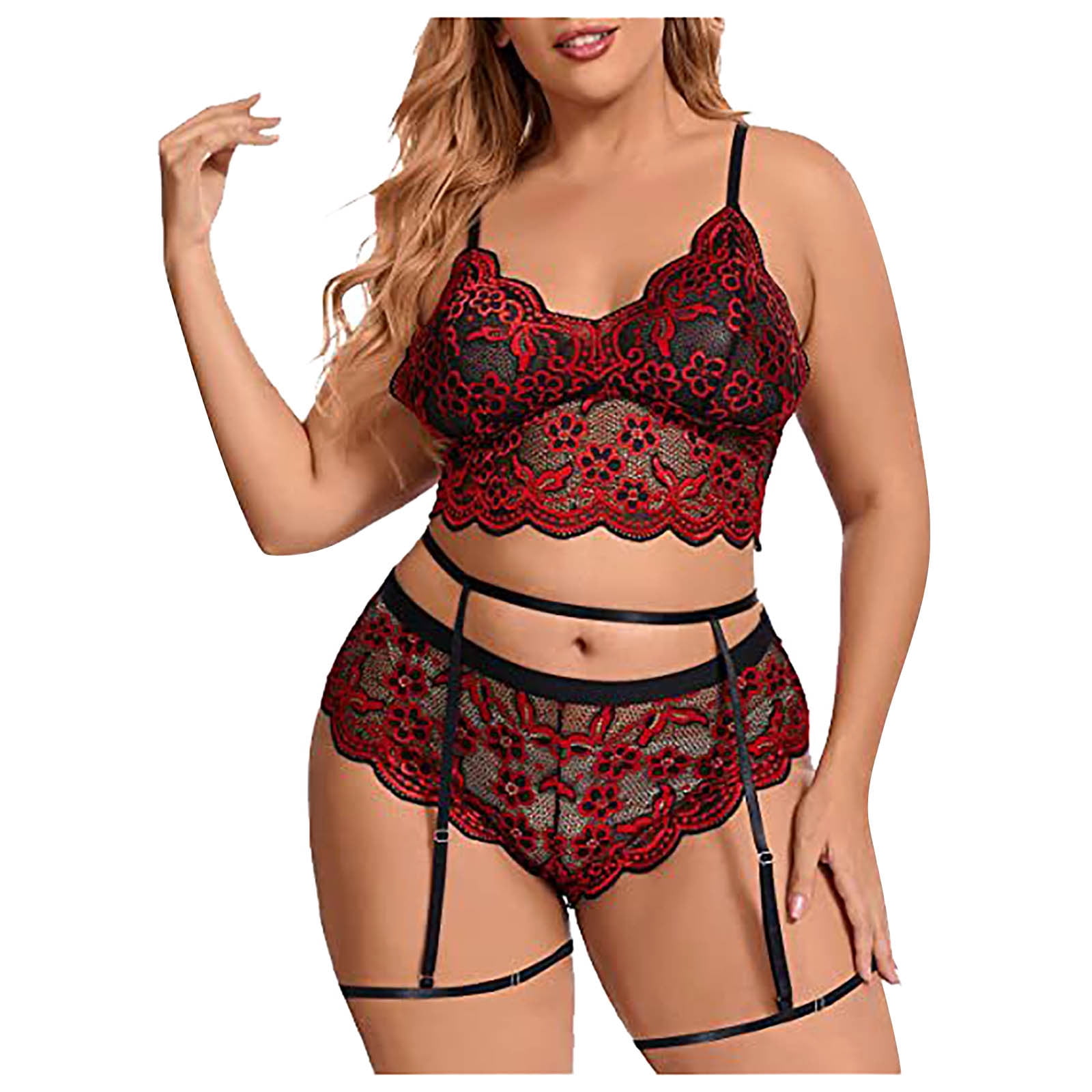Homely Red Leather Lingerie Women Plus Size Underwire Lingerie Set