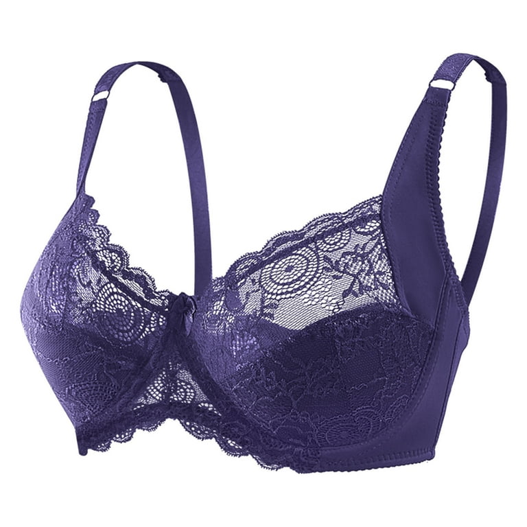 G Cup Bra for Women Sexy Lace Brasieres with Underwire Female Plus Size  Ultra-Thin Underwear Fashion Deep Cup Lingerie (Color : Purple, Size 