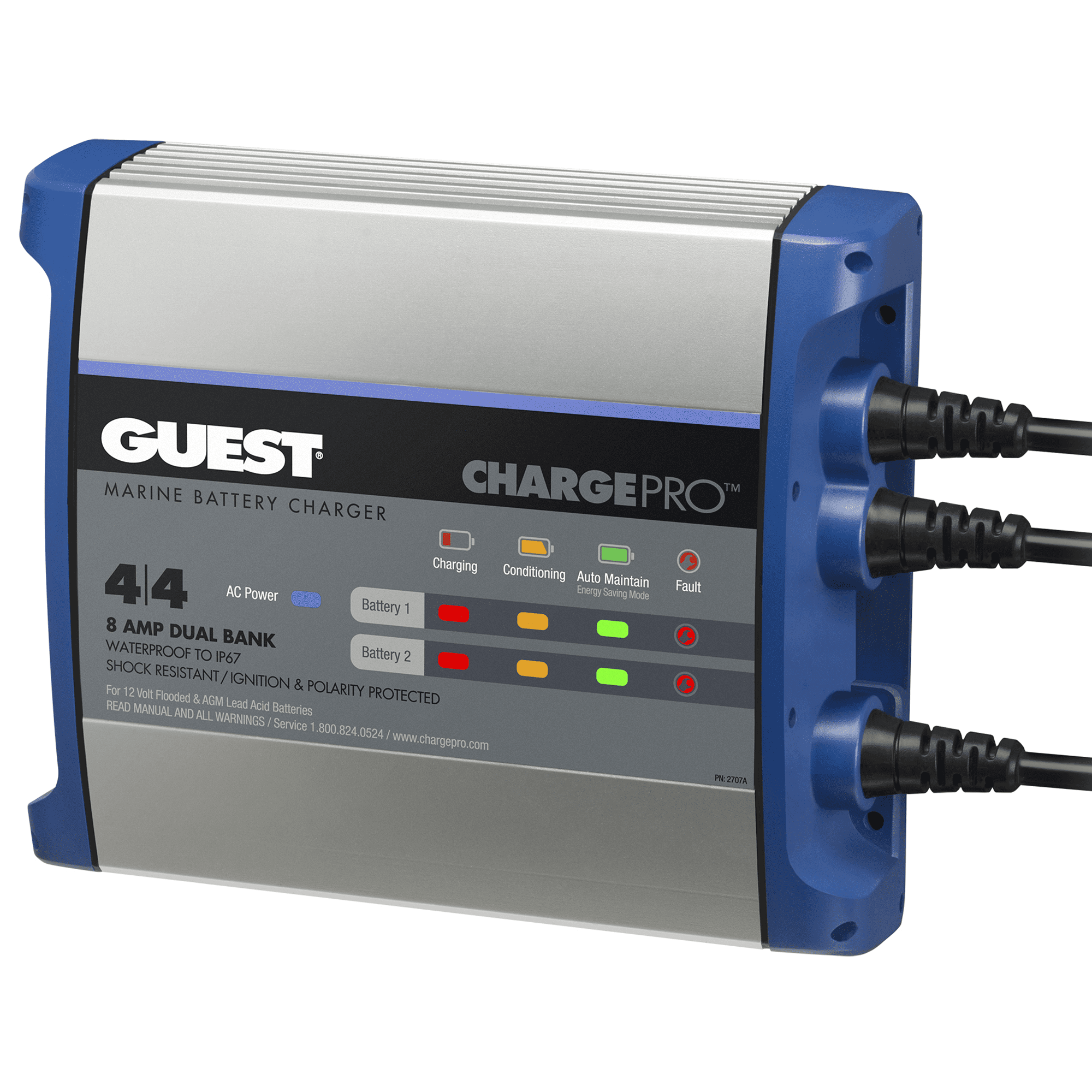 Guest 2707A 12V 8A 2-Bank On-Board Battery Charger for Fresh and Saltwater