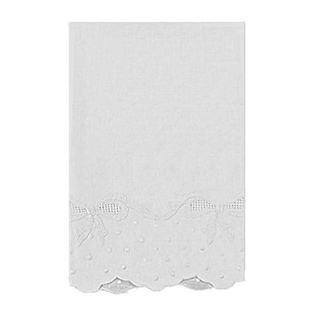 Guest Bath Tea Hand Towel White Bowknots and Dots Embroidery Pattern Design 14 X 22 Inch