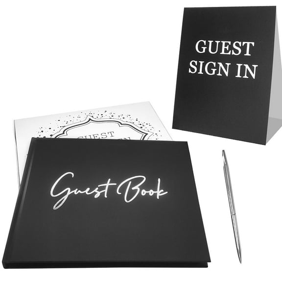 Guest Book, Guest Sign in Book for Reception for Birthday, Bridal Shower, Funeral ,Graduation Party, 100 Page - 7.5x10″ Black