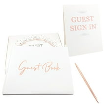 Guest Book, Guest Sign in Book for Reception with Pen for Baby Shower, Birthday, Bridal Shower, Funeral ,Graduation Party, 100 Page - 7.5x10″ White