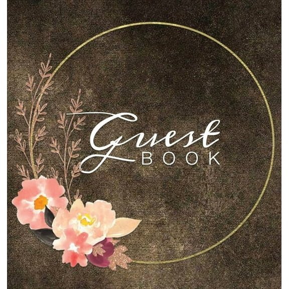 Guest Book: Watercolor Flowers Brown Rustic Hardcover Guestbook Blank No Lines 64 Pages Keepsake Memory Book Sign In Reg, (Hardcover)