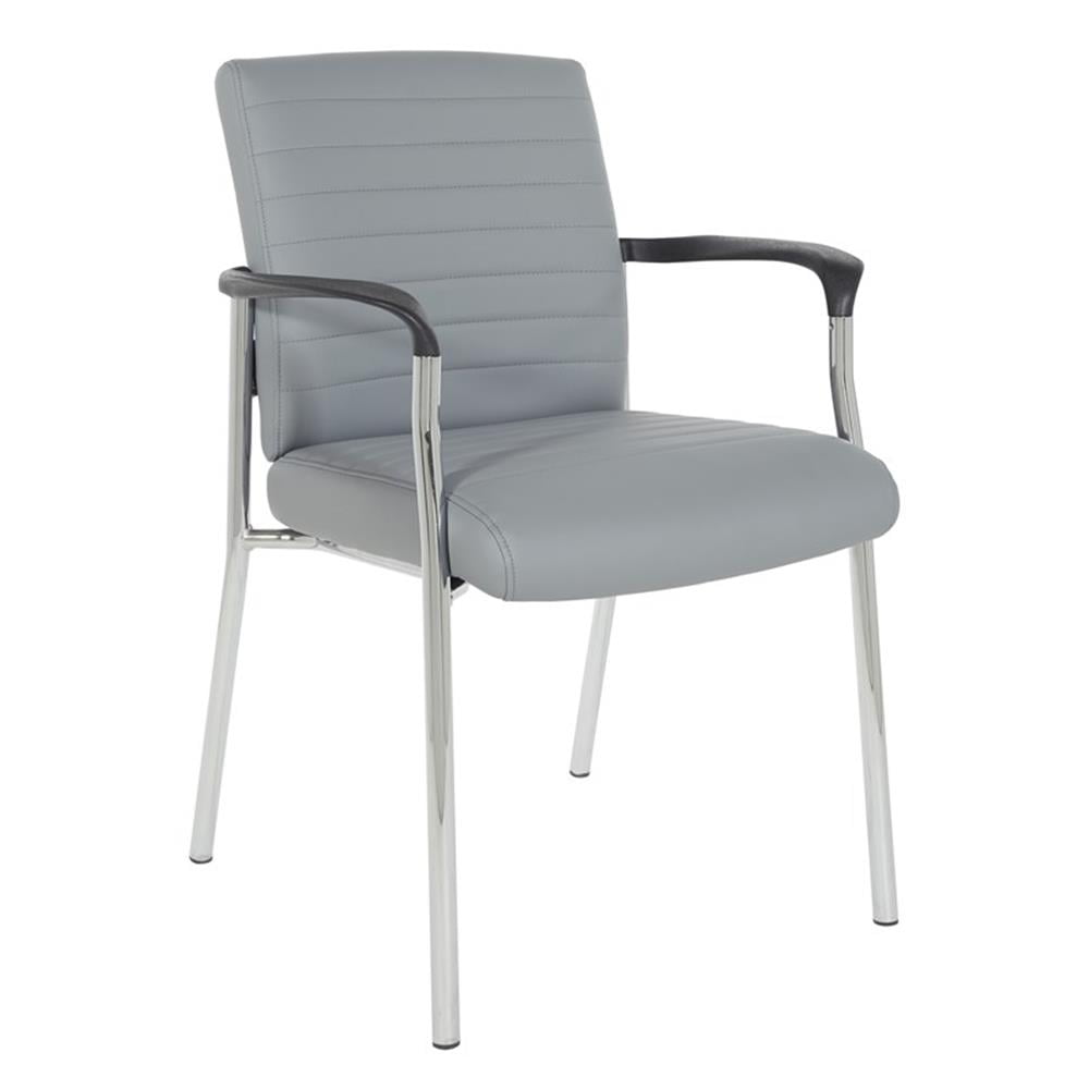Charcoal Grey Faux Leather Guest Chair with Chrome Frame