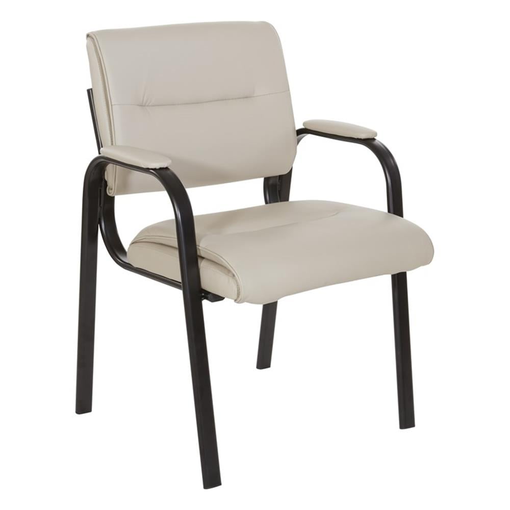 Taupe Faux Leather Guest Chair with Black Metal Frame
