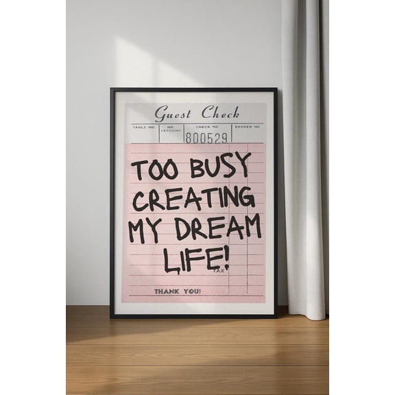 Guest Check Art Poster, Guest Check Poster, , Motivational Quote Poster, Guest Check Wall Art, Pink Retro Aesthetic Poster, Unframed Poster Size 24x36