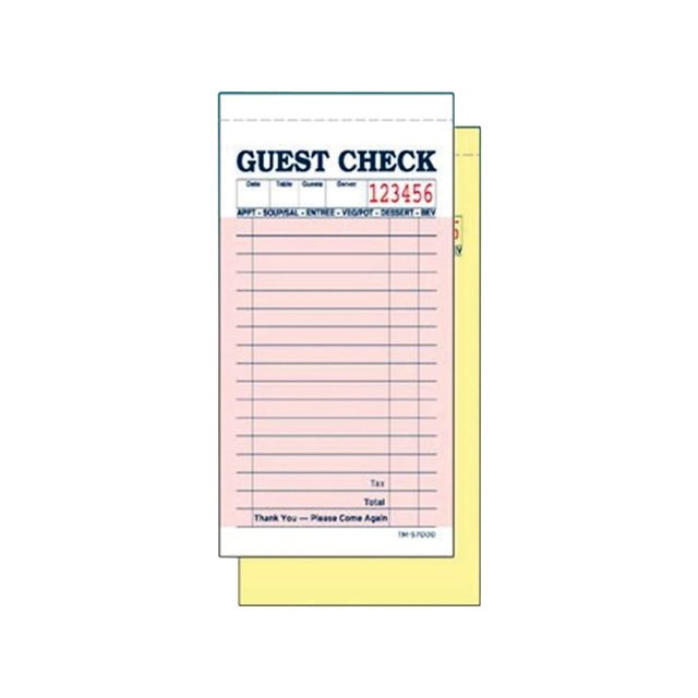 Guest Check Book 2 Part Salmon 17 Line, 55G 50 Checks per Book 50