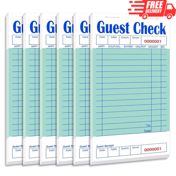 Guest Check Books 6 Pack, Guest Checks for Servers, Server Note Pads, Waitres...