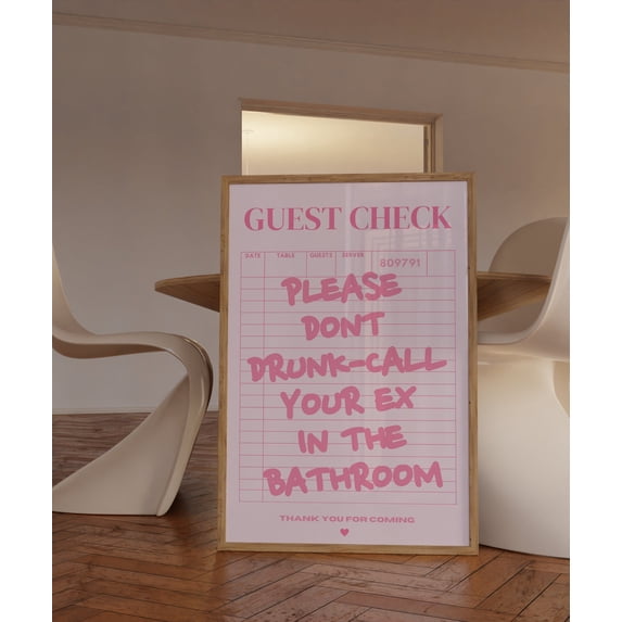 Guest Check Quote College Dorm Apartment Aesthetic Wall Gallery Girly ...