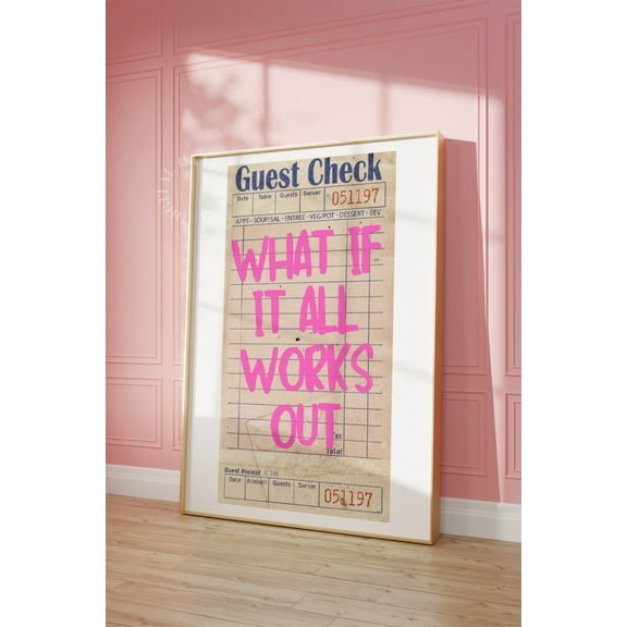 Guest Check Trendy Preppy Print What If It All Works Out Retro Art, Unframed Paper Print Size 8x12
