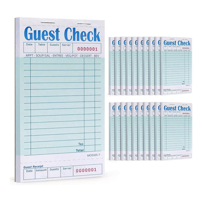 Guest Checks Book 20Pack,Server Note Pads,Waitress Accessory 
