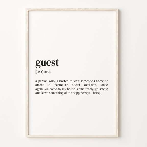 Guest Definition Dictionary Poster Unframed Paper Print