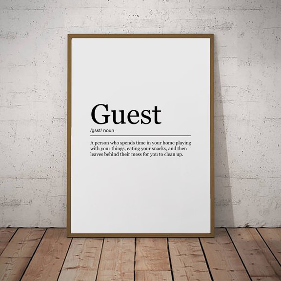 Guest Definition Minimalist Decorative Wall Art Poster , Poster Print Only