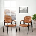 thumbnail image 1 of Guest Office Chair Set of 2, Heavy Duty Leather Executive Waiting Room Chairs, Lobby Reception Chairs with Padded Arm Rest, Side Chair, Conference Room Chairs Set of 2, Caramel, 1 of 16