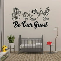 Be Our Guest Talking Objects Furnitures Beauty And Beast Portrait Silhouette Belle Disney Princess Disney Movie Vinyl Wall Art Sticker Decal Wall Decoration Home Kids Room Design Size (20x20 inch)
