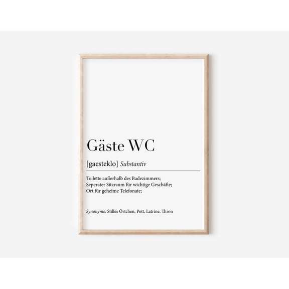Guest Toilet Definition, Definition Poster, Guest Toilet Definition, Bathroom Poster, Toilet Poster Home Decor #755, Unframed Poster Size 8x12