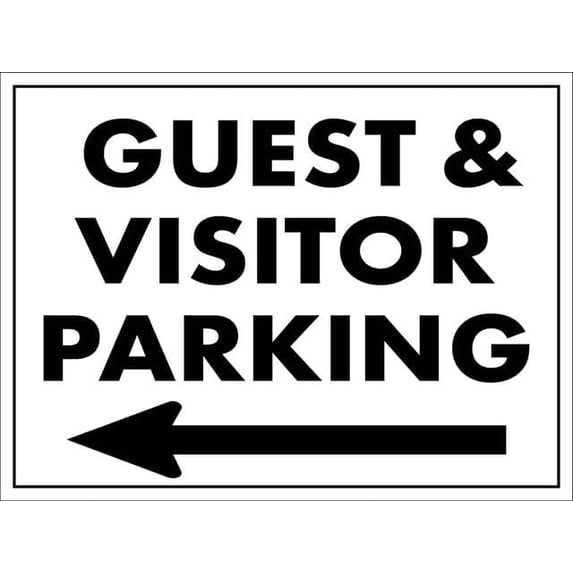 Guest and Visitor Parking Left Arrow Vintage 8"x12" Metal Tin Sign - Wall Art for Home Farmhouse, Bar, Cafe, Yard (Indoor/Outdoor Gift)