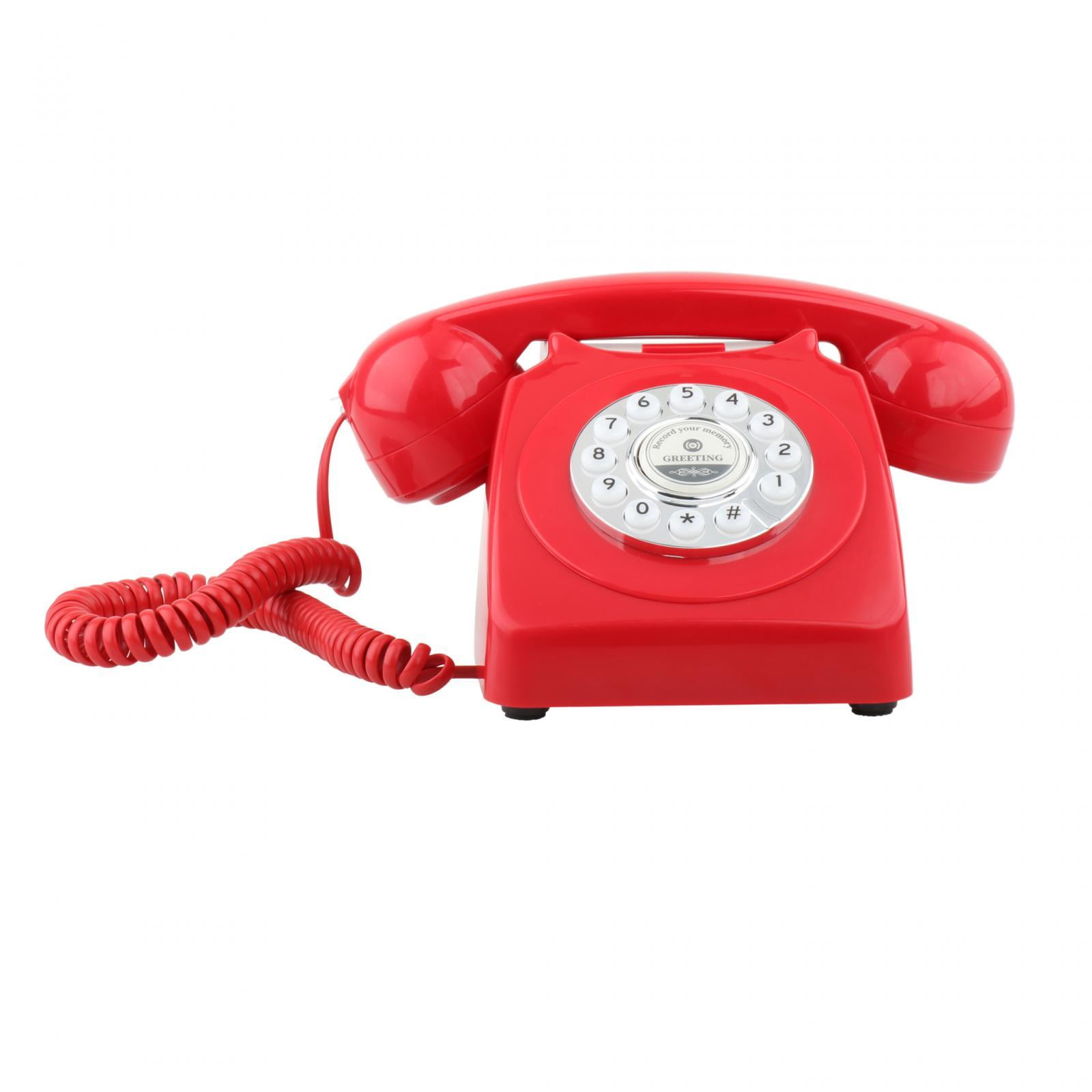 Guestbook Telephone Vintage Style Corded Phone for Bar Desk Decoration Red