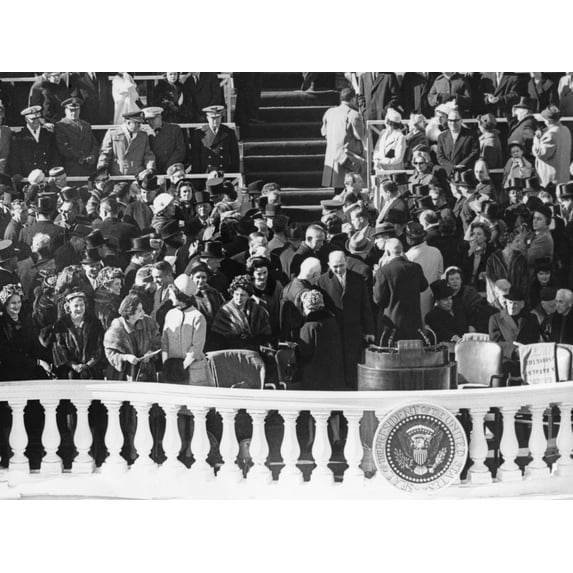 Guests Talk And Mingle Before The Inauguration Ceremony Of President John Kennedy. Jacqueline Kennedy Talks With Lady Bird Johnson As They Await Arrival Of President-Elect John F. Kennedy And Vice