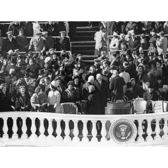 Guests Talk And Mingle Before The Inauguration Ceremony Of President John Kennedy. Jacqueline Kennedy Talks With Lady Bird Johnson As They Await Arrival Of President-Elect John F. Kennedy And Vice