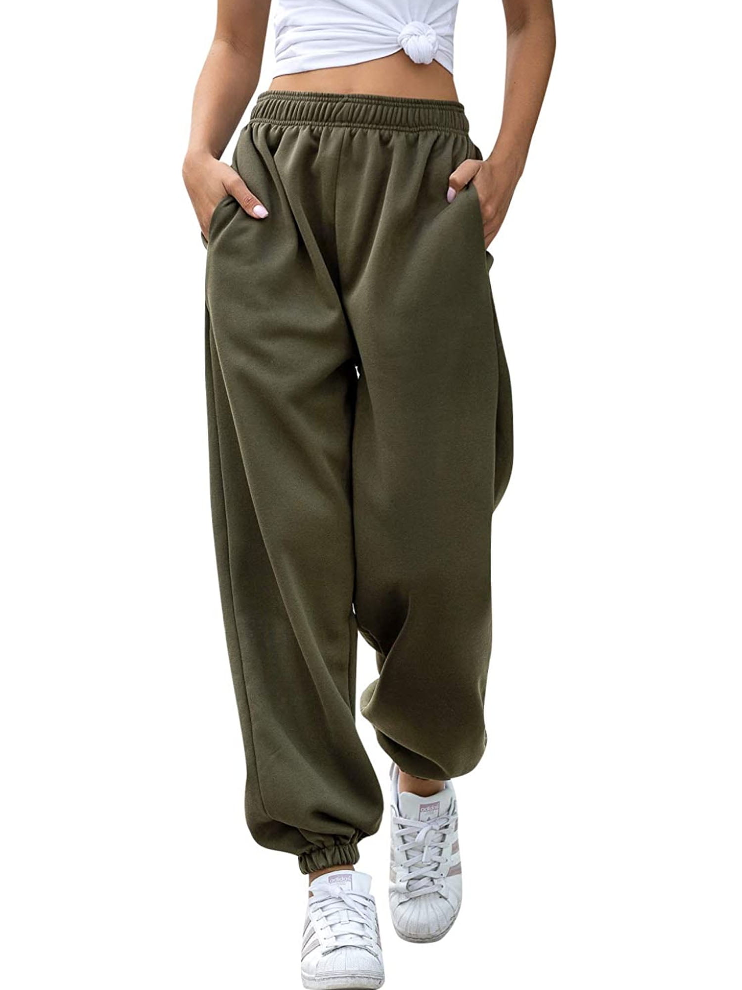  Womens Joggers, Ankle Cuff Loose Soft Long Casual