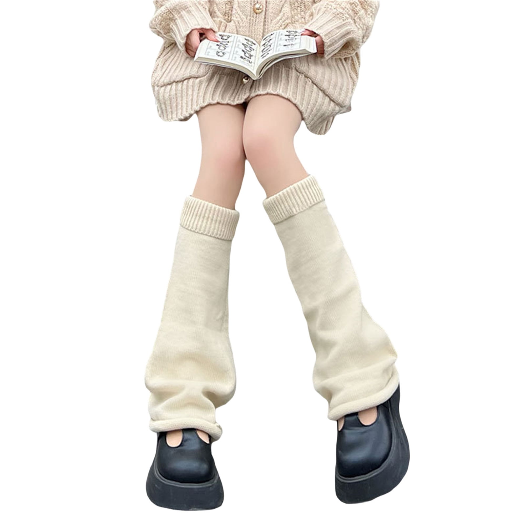 Gueuusu Women Girls Japanese Style Leg Warmers Kawaii Knit Boot