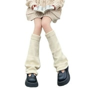 Gueuusu Women Girls Japanese Style Leg Warmers Kawaii Knit Boot Socks 90s Solid Striped Gothic Crochet Leg Warmers