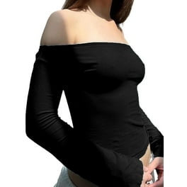 Cross Bandage Strapless Shoulder Long Sleeve T-shirts Cross Bandage Strapless Shoulder Long Sleeve T-shirts