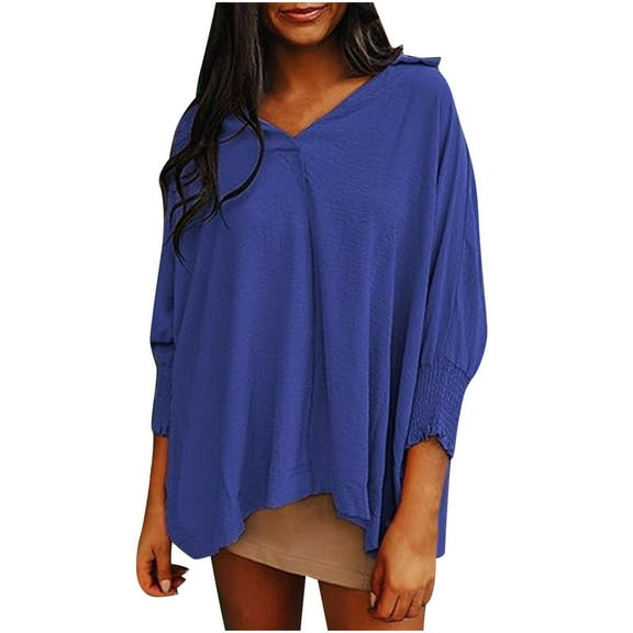 Gufahion Blouses for Women Dressy Casual V Neck 3/4 Sleeve Shirts Womens Tops Trendy Work Blouse Fall Spring Shirts, Women Fall Clothes