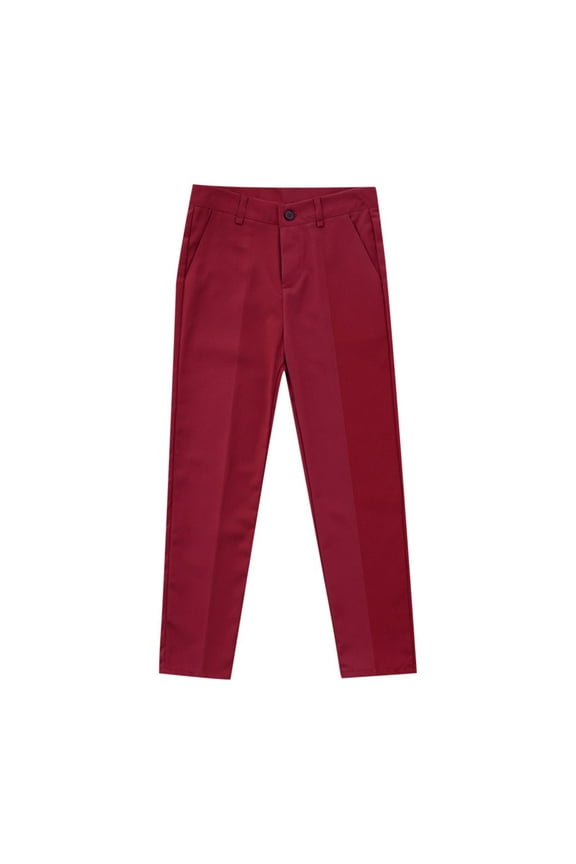 Boy's Full Length Pants Sizes 5-15years Cotton Boys' and Girls' Solid Color Suit Daily Loose Student, Home Gifts, Red