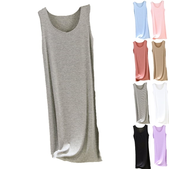 Amkhujs Crewneck Sleepwear for Women Sleeveless Nightgown Tank Night Shirt Soft Sleep Dress