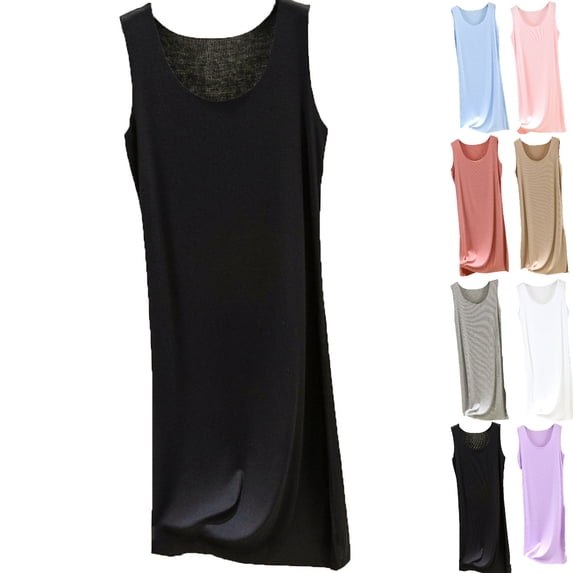 Amkhujs Crewneck Sleepwear for Women Sleeveless Nightgown Tank Night Shirt Dress Soft Sleep Dress
