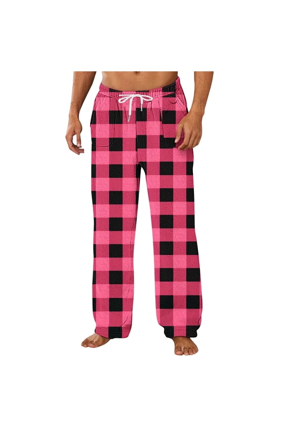 Man's Full Length Pants Sizes S-XXXL Men's Casual Fashion Brushed Warmth Home Pocket Elastic Waist Long Pan, Gifts for Friend