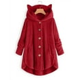 thumbnail image 1 of Gufahion Plus Size Fashion Button Front Hooded Cardigan Fuzzy Long Sleeve Coats Long Outerwear with Pockets Winter Clothing for Women Pajamas, 1 of 4