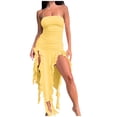 thumbnail image 1 of Gufahion Summer Dress for Women Sundresses Women's Sizes 4-8 Spring/Summer Fashion Personality Wrapped Chest Irregular Sleeveless Off-The-Shoulder Young Adult Dresses, Yellow, Gifts for Her, 1 of 9