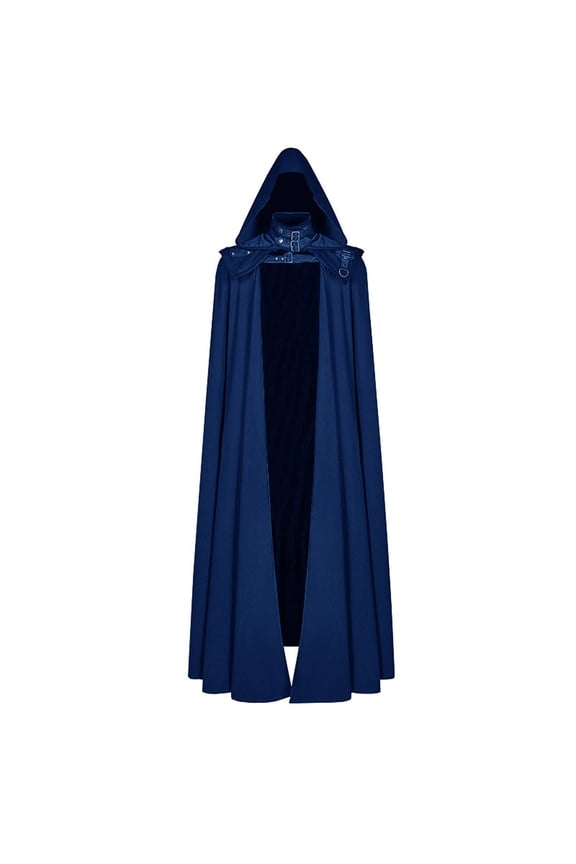 Summer Women Dress Womens Dresses Sizes 4-18 Men Halloween Solid Buckle Hooded Removable Gothic Devil Party Cloak Young Adult Sundresses for, Blue, Gifts for Her