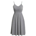thumbnail image 1 of Amkhujs Summer Women Dresses Sundresses for Sizes 4-12 Fashion Seaside Sling Sleeveless V-Neck Solid Color Casual Dress Young Adult, Gray, Gifts for Sister, 1 of 8