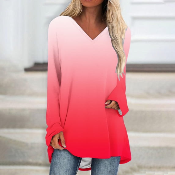 Amkhujs Womens Oversized Long Sleeve Shirts Crewneck Tee Women Fall Clothes Outfits Casual Womens Tops Fashion Clothing