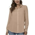 thumbnail image 1 of Amkhujs Womens Plus Size Button Down Shirts Long Sleeve Shirts Collared Work Office Solid Blouses Casual Womens Tops, Women Fall Clothes Spring Fashion, 1 of 5