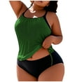 thumbnail image 1 of Amkhujs Womens Plus Size Tankinis Swimsuits 2 Pieces Bathing Suits Swim Tank Tops Side Drawstring with Bottom Summer Beach Swimwear, 1 of 5