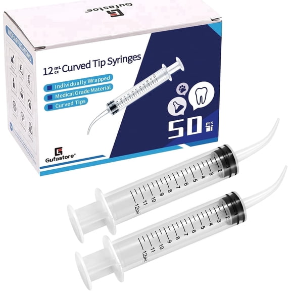 Gufastore 40 Pack 12ml Plastic Syringe for Scientific Labs, Measuring Liquids, Feeding Pets, Oil or Glue Applicator