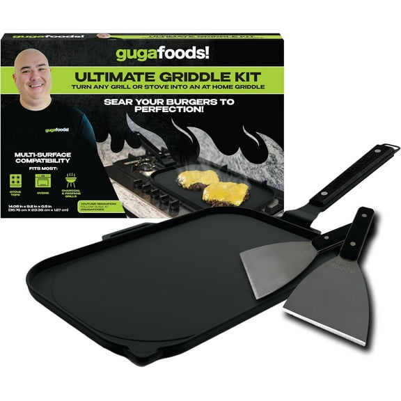 Guga Foods Ultimate Griddle Kit, Stainless Steel Spatulas, Multi-Surface Compatibility, 4-Piece Kit