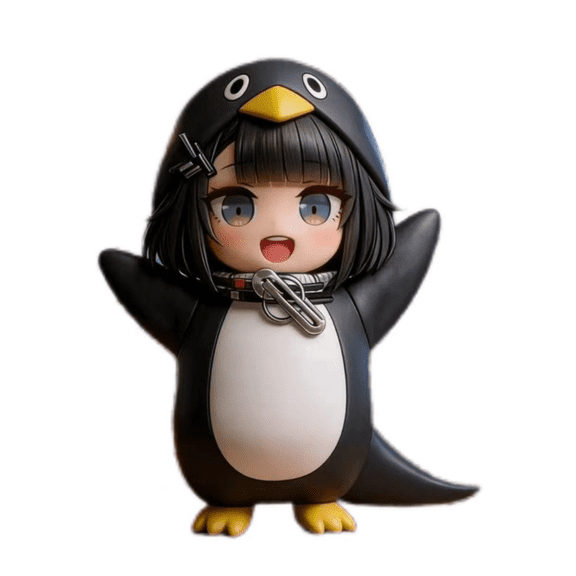 Guga Penguin Figurine Naughty Penguin Original Mini Figure 2.36 In Perfect for Display Table Decorations Cute Easter Collectible Birthday Gift