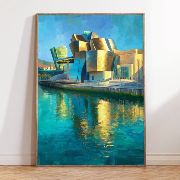 Guggenheim Museum Bilbao Spain Waterfront Print, Unframed Paper Print Size 16x24
