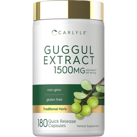 Guggul Extract | 1500mg Guggulsterone | 180 Capsules | Non-GMO, Gluten Free | by Carlyle