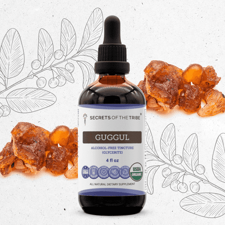 Secrets Of The Tribe Guggul Organic Tincture Dietary Supplement, Natural Herbal Extract for Metabolic Support, Certified Organic Guggul (Commiphora mukul) Dried Gum, Alcohol-Free Extract, Drops 4 oz