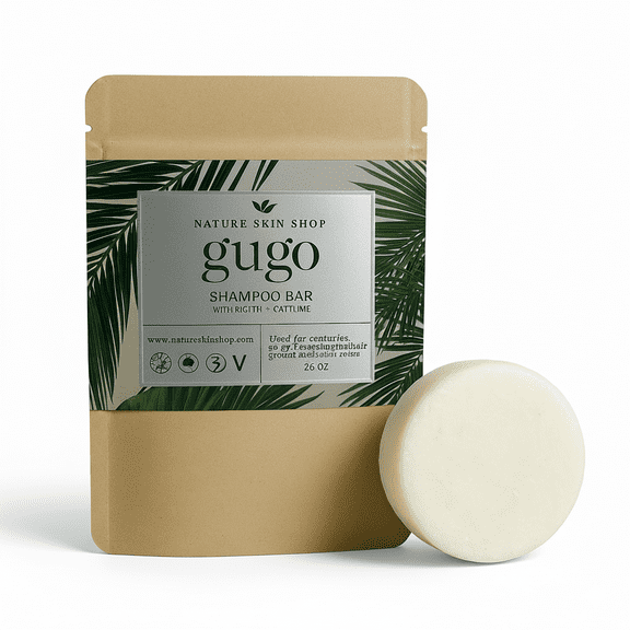 Nature Skin Shop Gugo Volumizing Shampoo Bar, with Biotin & Caffeine, Promotes a Thicker & Fuller Look for Fine Hair, Sulfate-Free Cleanser